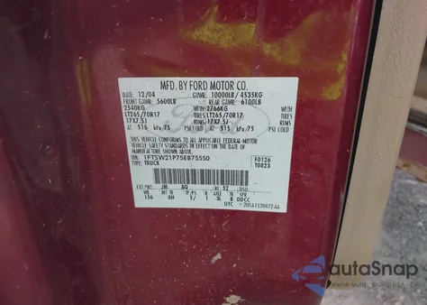 2005 Ford F-250 Lariat/Xl/Xlt from USA, damaged, VIN 1FTSW21P75EB75550